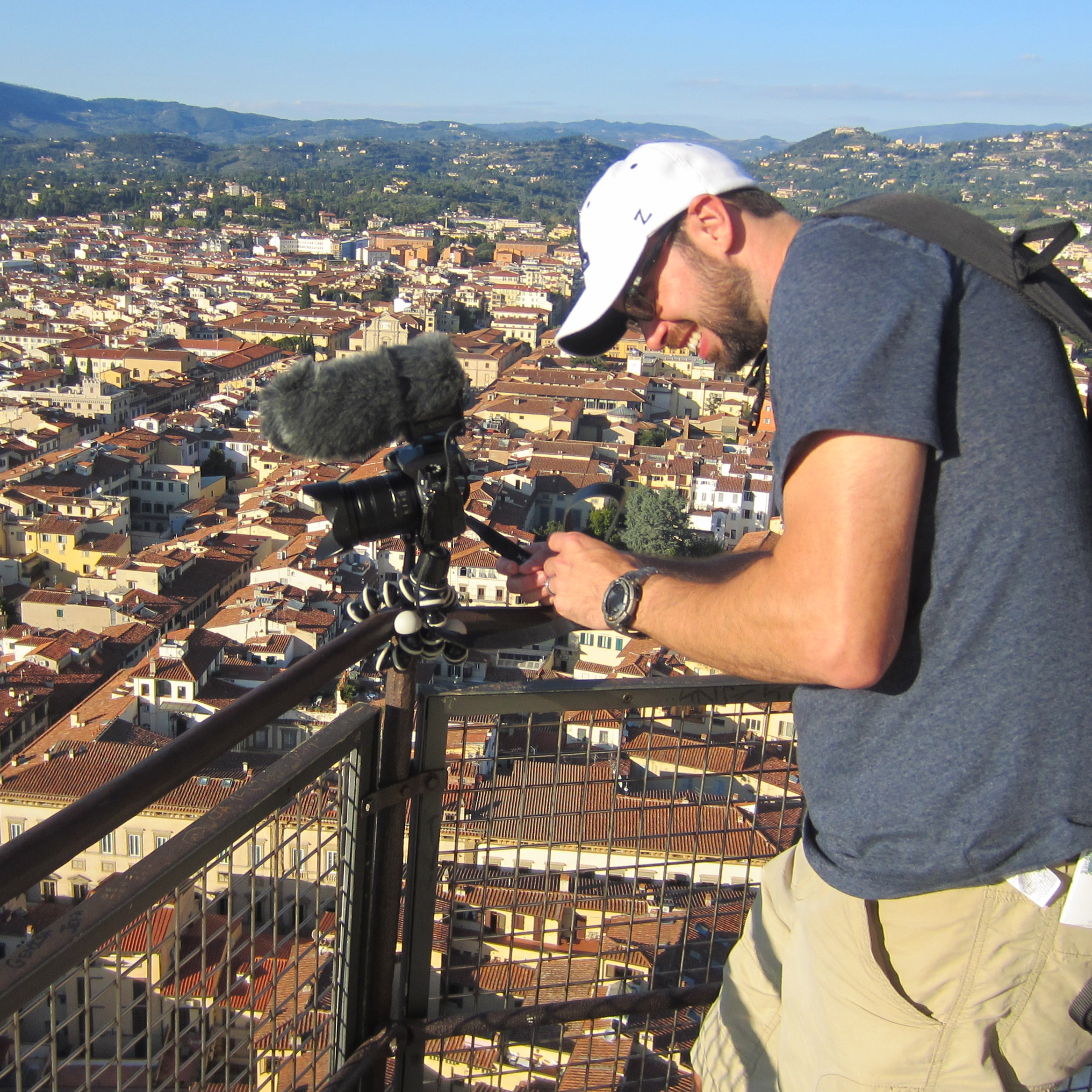 Aaron Goeglein with remote audio gear
